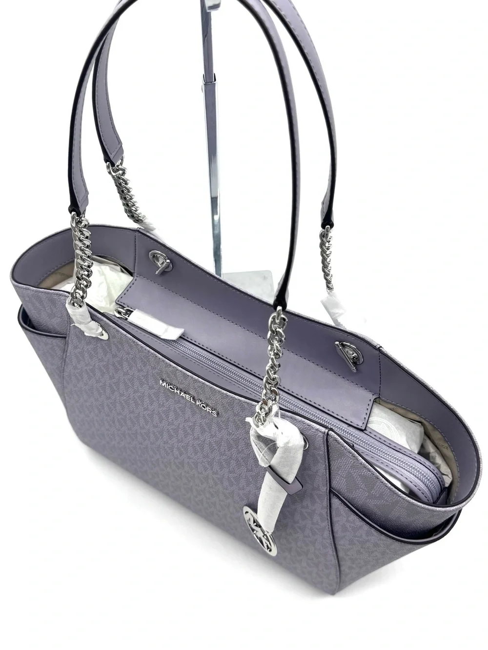 Michael Kors Large Signature Logo Shoulder Bag w Matching Bifold Wallet - Lilac